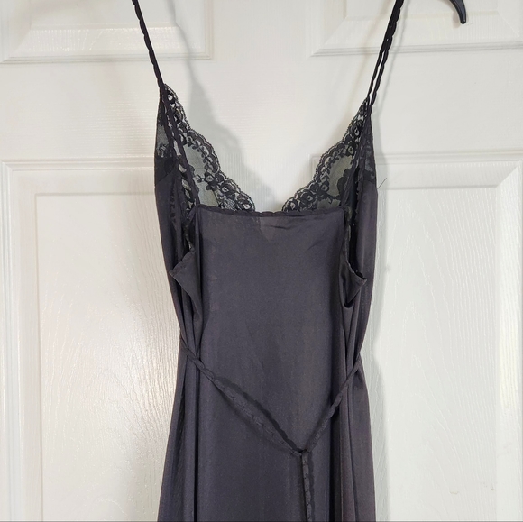 VTG 70s Black Long Nightgown Lace Bodice Whimsygoth Size Small - Picture 3 of 5